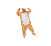 (giraffe, S) Snow Monster Elf Santa Claus Couple Cartoon One-Piece Pajamas Hooded Polar Fleece Home Clothes Animal Performance