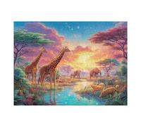 Giraffe Savanna Sunset 500 Piece Jigsaw Puzzle for Adults Teens Happy Time Study Break Relaxation Brain Exercise Colourful Design Great Gift for Students 500 PCS