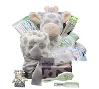 GIRAFFE Set S Gift Set, Baby Blanket, Brush and Comb, Grey/White