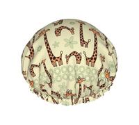 Giraffe,Shower Cap Nightcap Double Layer Waterproof Elastic Bath Cap Reusable Hair Cap