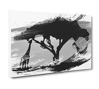 Giraffe Silhouette at Sunset V1 Modern Canvas Wall Art Print Ready to Hang, Framed Picture for Living Room Bedroom Home Office Décor, 30x20 Inch (76x50 cm)