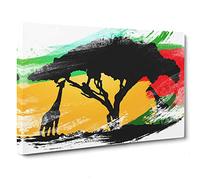 Giraffe Silhouette at Sunset V2 Canvas Print for Living Room Bedroom Home Office Décor, Wall Art Picture Ready to Hang, 30 x 20 Inch (76 x 50 cm)