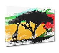 Giraffe Silhouette at Sunset V2 Canvas Print | Gallery Wrapped 30mm Frame Wall Art | 30x20 inches | Ready to Hang | Modern Animals Picture | Living Room Bedroom Lounge Office