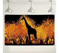 Giraffe Silhouette Backdrop, Autumn Tree Halo Photography Background, Perfect for Parties and Events, Fall Season Decor 71x43 Inch