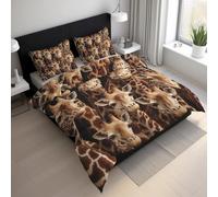 Giraffe Single Duvet Cover Set, Funny Zoo Wild Animal Bedding Set, Microfiber Soft Reversible Quilt Cover 135x200 + 1 Pillowcase, Zipper Closure, Bedroom Decor BhT35