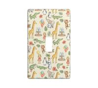 Giraffe Single Light Switch Cover Plate, Playful Fanciful Penguin Monkey None Pastel Yellow Plastic Standard Size Switch Plate Decorative for New Apartment Home Bedroom Office Decor (Single)