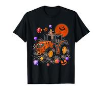Giraffe Sitting On Halloween Scary Tractor In Space Galaxy T-Shirt