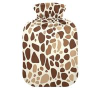 Giraffe Skin Pattern Brown Water Bottle for hot Water with Soft Cover, 2L Water Bottle Bag for Hot and Cold Therapies, Hand Feet Warmer, Bolsa Caliente para Dolores musculares