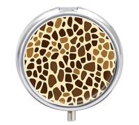 Giraffe Skin Pattern Small Pill Organizer for Travel Portable Mini Pills Box with 3 Compartments Round Medicine Case Container