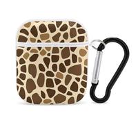Giraffe Skin Pattern Stylish Case Cover Compatible with AirPods 1&2 Hard PC Protector with Keychain