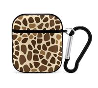 Giraffe Skin Pattern Stylish Case Cover Compatible with AirPods 1&2 Hard PC Protector with Keychain