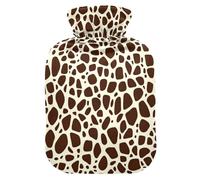 Giraffe Skin Print Brown hot Bottle Water Bag with Soft Cover, 2L Water Bags for Pain Relief, Neck Shoulder Warmer, Bolsa de calor para Dolor Menstrual