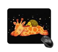 Giraffe Sleeping with Turtle Printed Square Gaming Mouse Mat Soft Non-Slip Computer Game Mice Pad for Home Office Laptops
