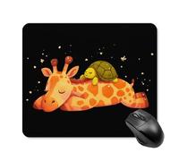 Giraffe Sleeping with Turtle Printed Square Gaming Mouse Mat Soft Non-Slip Computer Game Mice Pad for Home Office Laptops