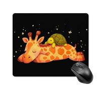 Giraffe Sleeping with Turtle Printed Square Gaming Mouse Mat Soft Non-Slip Computer Game Mice Pad for Home Office Laptops