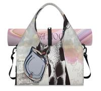 Giraffe Sports Duffel Bag for Women Men Fashion Floral Giraffe Weekend Overnight Bag with Shoe Compartment Shoulder Tote Luggage Bag for Yoga Gym Travel