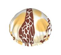 giraffe spots Printed Double-Layer Waterproof Shower Cap - Reusable Spa & Face Mask Bathing Hat for Travel, Home Care & Beauty Routine