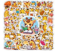 Giraffe Stickers 50 Pcs Cute Cartoon Waterproof Animals Stickers for Laptop Skateboard Hydro Flask Water Bottle Computer Scrapbook Luggage,Vinyl Aesthetic Yellow Giraffe Sticker for Kids Adults