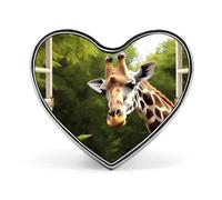 Giraffe Sticking Head Into An Window Cute Lapel Pins Heart Brooch Tie Suit Dress Accessories for Men Women Wedding Birthday