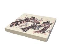 GIRAFFE STONE COASTER | Stone Coasters | Animal novelty gift | Coaster for glass, mugs and cups| Square coaster for drinks | Giraffe gift | Meg Hawkins art | 10cm x 10cm