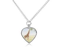 Giraffe Stretching Its Neck to Eat Leaves Pet Ashes Necklace with Filling Kits 70CM Cable Chain Memorial Cremation Urn Necklace Jewelry Souvenir Keepsake for Human Ashes Dogs Cats Sympathy Gift for Wo