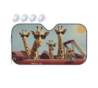 Giraffe Sunglasses Car Car Windshield Sun Shade, Accordion Foldable Auto Sun Visor Protector For Car Truck Suv, Uv & Sun Blocker, Keeps Vehicle Cool, Easy To Install & Store 55" X 30"