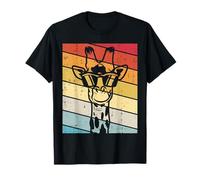 Giraffe Sunglasses Lines Sunset Retro Animal Kids Boys Gift T-Shirt