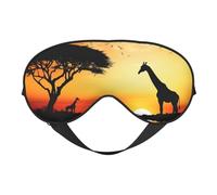Giraffe Sunset Double-Sided Silk Sleep Mask, Adjustable Light Blocking Eye Mask for Travel, Men & Women, Soft Comfortable Blindfold 20x10cm