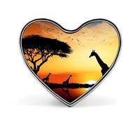 Giraffe Sunset Fashion Brooch Pin - White Panther 1 Inch Cute Enamel Heart Badges, Metal Lapel Pins for Men & Women, Decorative Metal Pinback for Hats, Shirts, Bags, Jackets & Accessories
