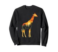 Giraffe Sunset Forest Silhouette Nature Illustration Sweatshirt