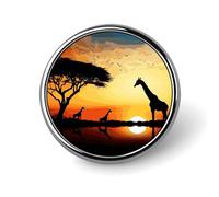 Giraffe Sunset Round Badge Pin Funny 1 Inch Button Brooch Lapel Pins Fashion Hat Shirt Pin Tie Tack Pinback Buttons Badge Party Supplies Decor Badges For Clothing Coat Hat Dress For Men Women