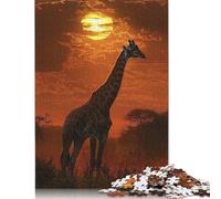 Giraffe Sunset Silhouette Puzzle Jigsaws 500 Pieces for Adults Puzzle Jigsaws for Adults Educational Game Challenge Toy 500pcs (52x38cm)