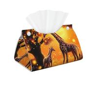 Giraffe Sunset Tissue Box Cover Pu Leather Tissue Box Case, Napkin Paper Holder Case For Living Room Desk