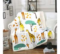 Giraffe Throw Blanket Kids Cartoon Giraffe Print Boys Girls Cute Animal Pattern Fleece Blankets Safari Wild Print Plush Blanketsfor Couch Bed Sofa Baby 30"x40"