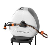 Giraffe Tools 30M Retractable Garden Hose Reel, Ground Mounted | 360° Swivel Base,Any Length Lock,Auto Rewind System,7 Spray Patterns,Hose Pipe,No-Drill Install,For Lawn & Garden