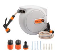 Giraffe Tools Retractable Garden Hose Reel Wall Mounted | 20+2m Auto Rewind 180° Swivel, 7-Pattern Nozzle, Any-Length Lock, Heavy Duty for Large Garden Patio Car Washing