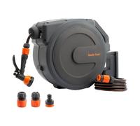 Giraffe Tools Retractable Garden Hose Reel Wall Mounted | 25+2m Auto Rewind 180° Swivel, 7-Pattern Nozzle, Any-Length Lock, Heavy Duty for Large Garden Patio Car Washing