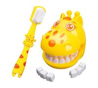 Giraffe Tooth Brushing Toy - Educational Cartoon Role Play Set, Durable PP Teeth Model, Pretend Play Game | Creative Toothbrush Learning Toys for Children Boys Toddľer Early Education Activity Present