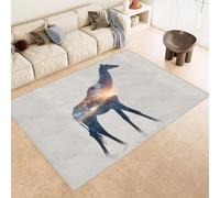 giraffe Traditional Area Rugs Starry Forest Extra Large Shaggy Short Pile Non-Slip Non-Shedding Abstract Carpet, Stain Resistant Faux Wool Rugs for Bedroom Dining Room (80x120cm)
