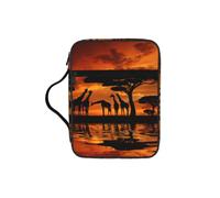 Giraffe Under The Tree in Africa Bible Storage Bag Bible Carrying Case with Handle and Zippered Pocket