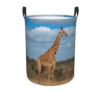 Giraffe Under The Tree In Africa Circular Laundry Basket Hamper, Large Capacity Washing Baskets, Waterproof & Collapsible Dirty Clothes Hamper With Handle, Organizer For Bedrooms & Bathrooms