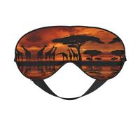Giraffe Under The Tree in Africa Double Sided Sleep Mask, Adjustable Blackout, Silk-Like Eye Mask for Sleeping,Travel, Soft, Breathable, Lightweight Comfortable Blindfold