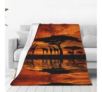Giraffe Under The Tree In Africa Multi Size Ultra Soft Flannel Blanket (Vertical Style) Home Rest Office Nap