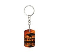 Giraffe Under The Tree in Africa -Print Custom Metal Keychain for Gifts, Personalized Engraved Design, Rust-Proof & Washable (1-Piece).