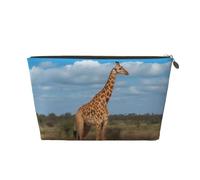 Giraffe Under The Tree in Africa Print Toiletry Bag - Travel Makeup Storage Bag, Cosmetic Bags, Pu Leather Waterproof Lightweight Make Up Pouch Organiser for Girls, Women, and Men
