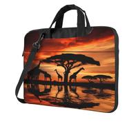 Giraffe Under The Tree In Africa Print Ultra-Thin Laptop Bag 15.6 Inch With Shoulder Strap, Waterproof Computer Case Sleeve For 13, 14, 15.6 Inch Laptops,Portable Briefcase Messenger Bag For Men Women