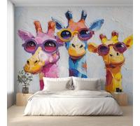 Giraffe Wallpaper for Living Room, Colorful Animal Oil Painting Wall Mural for Bedroom 130x80 cm, Non-Woven Photo Wallpaper, Home Decor D&O47