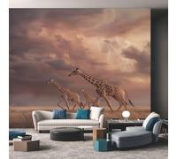 Giraffe Wallpaper for Living Room, Wilderness Wild Animal Wall Mural for Bedroom, Non-Woven Photo Wallpaper Home Decor 450X315cm, Wall Decoration D5