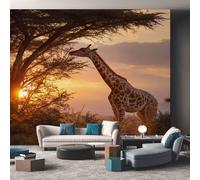 Giraffe Wallpaper Orange, Africa Wildlife Wall Paper for Bedrooms, Home Decor Photo Wallpaper for Living Room 400x280 Non-Woven Wall Mural W&25