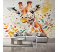 Giraffe Wallpaper, Watercolor Cute Wild Animals Wall Mural for Living Room, Non-Woven Wall Paper for Bedroom 200X140cm, Photo Wallpaper Home Decor D33